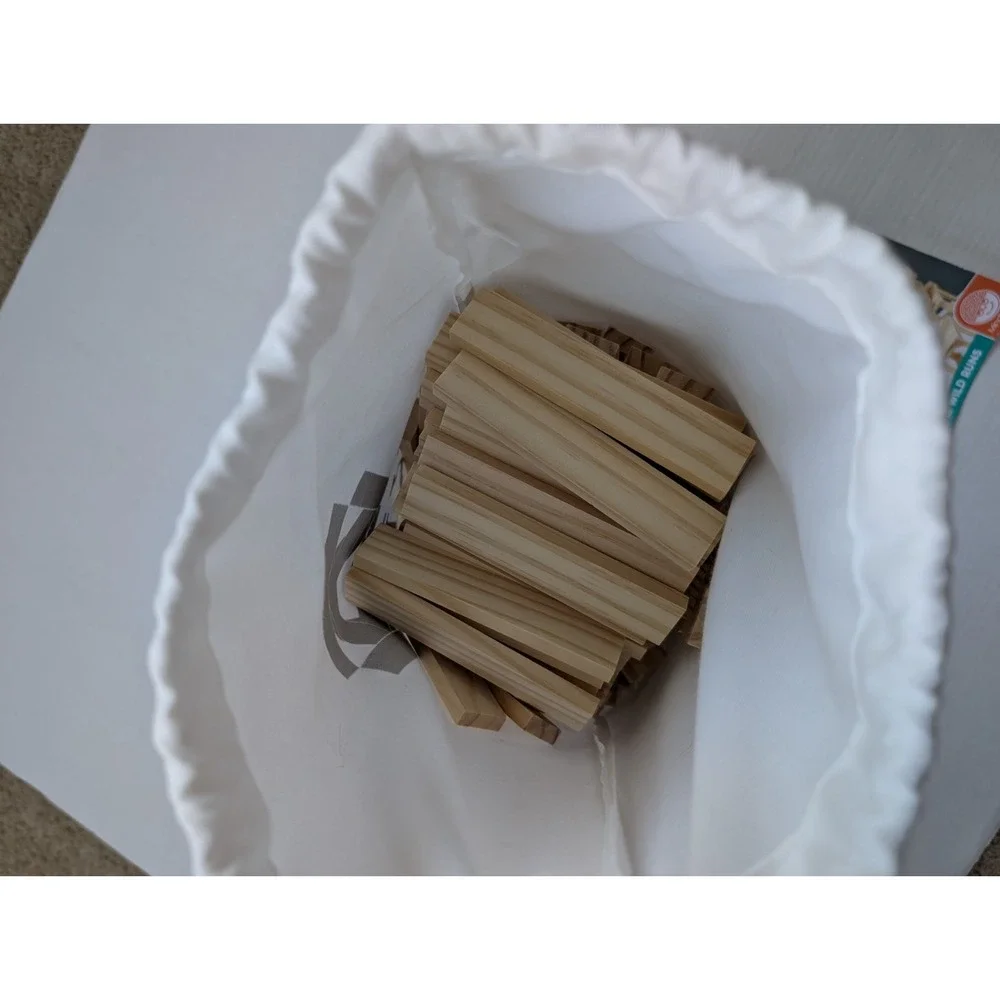 KEVA Planks 195 Piece Set Canvas Drawstring Storage Bag  w/ Contraptions Guide